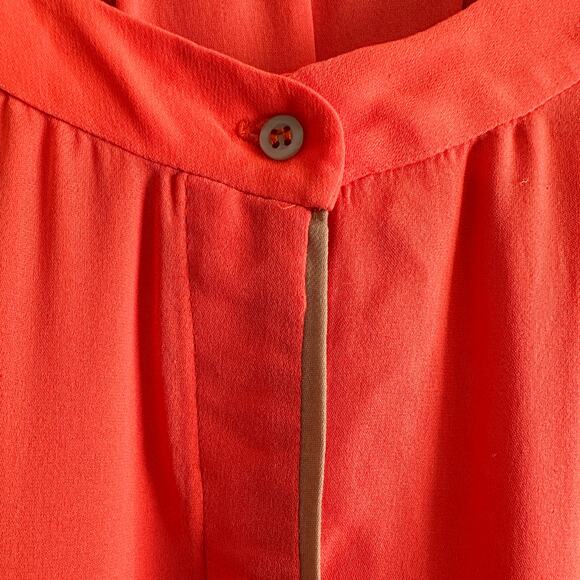 A.L.C. | Silk Draped Back Blouse - Hot Coral - Size Medium - Picture 3 of 6